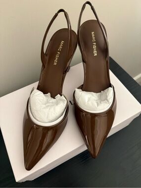 Marc Fisher Hadya Dark Brown Slingback Heels